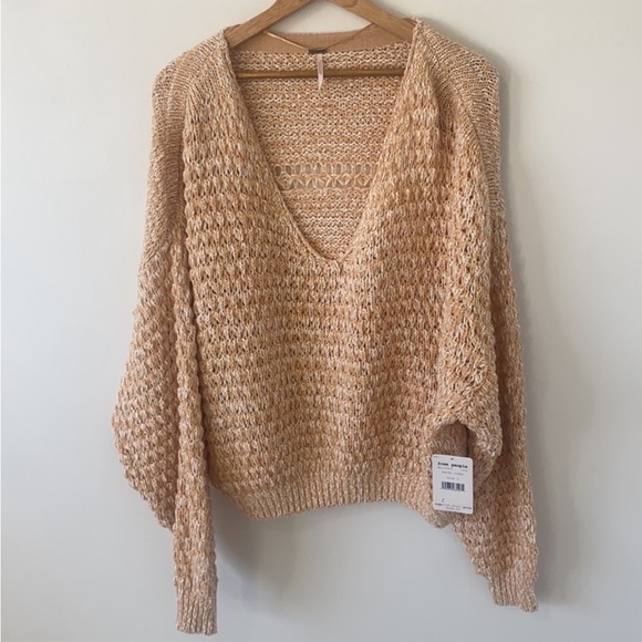 NWT Free People Coconut Loose Weave Sweater - Picture 7 of 16